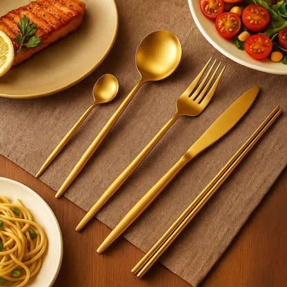 Matte Stainless Steel Thickened Cutlery Set